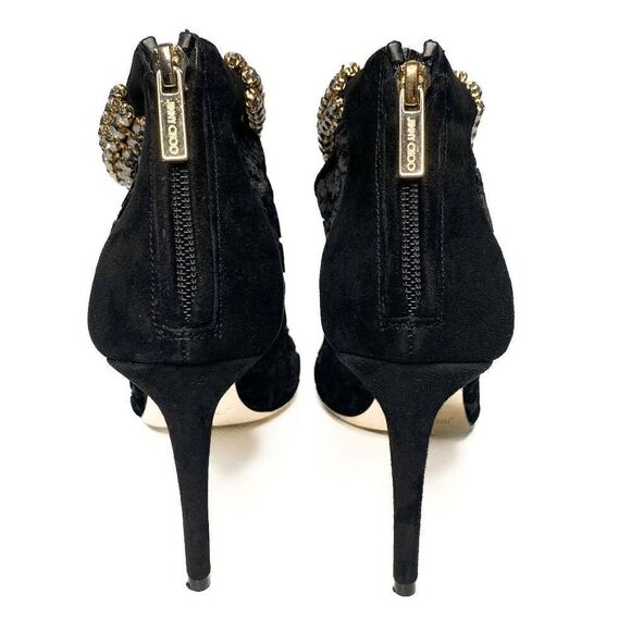 Jimmy Choo Leopard Velvet Lux 100 Vamp Heel Crystal Embellished Strap EU 38.5 - Picture 8 of 12
